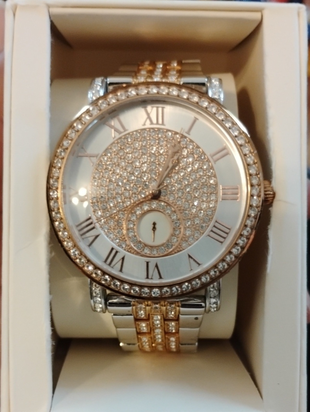 SHADOW TOYS CRYSTAL PAVE FASHION FEATURING 2TONE SILVER & ROSE GOLD WATCH EXCELL